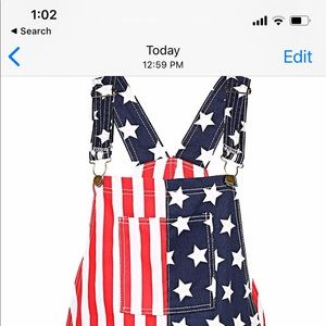 Patriotic bib overalls large new unisex